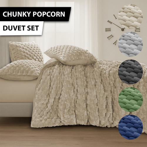 Ribbed waffle fleece duvet set - ribbed,