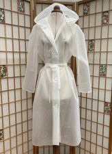 Elements 50s vintage style Rain Mac semi Transparent hood coat small medium 10 8