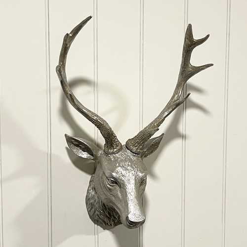 Silver stag deer head wall - stag,