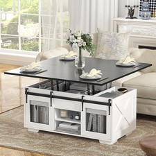 Lift Top Coffee Table 4-in-1 Convertible Storage Dining Table for Living Room
