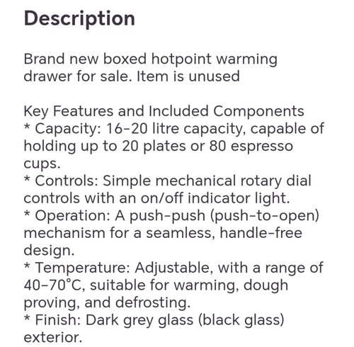 Hotpoint warming drawer - hotpoint,