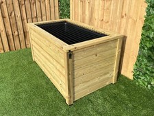 Large Raised Garden Pond Protection Grill Wooden Water Feature Solid Tub 3 Sizes