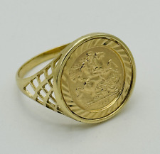 375 9ct Solid Gold Saint George Coin Sovereign Ring 18mm Size N New
