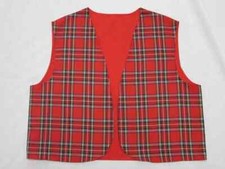 Red Royal Stewart Tartan Adult Waistcoat Burns Night Scottish Fancy Dress S M L