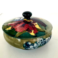 Moorcroft Orchid Green Lidded