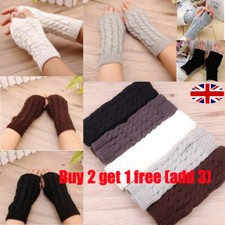 Women Wrist Arm Warmer Knitted Mitten Winter Soft Fingerless Hand Warmers Gloves