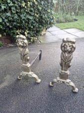 Antique Brass Iron Andirons