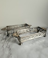 Pair of Vintage Yeoman Silver-Plated After-Dinner Mint Trays - Rectangular