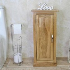 Oak Bathroom Furniture Small Vanity Cabinet | Cupboard with Shelving Storage