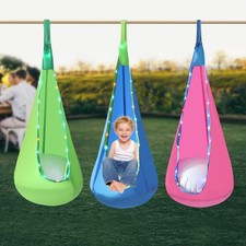 Upgraded Kids Nest Swing Chair w/Light, Hanging Seat Hammock for Indoor Outdoor