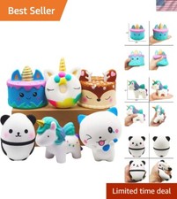 Fun 6-Pc Squishy Toys Including Horse, Panda & Cake - Perfect Kids Party Favors