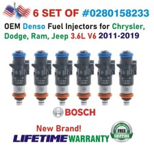 NEW Bosch x6 Fuel Injectors for 2011-19 Jeep Grand Cherokee 3.6L V6 #0280158233