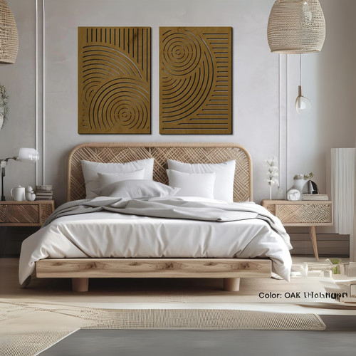 Geometric wood wall art - , panel