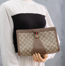 Vintage GUCCI Clutch bag Pouch Purse GG Sherry line Authentic