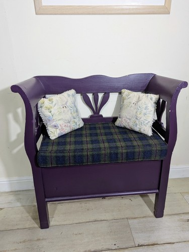 Purple pine settle bench with - pine,