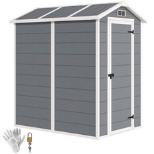 Outsunny 4 x 6ft Plastic Garden Shed with Floor, Window and Lockable Door