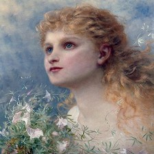 HEAVENWARDS S. Anderson flowers girl Tile Mural Backsplash Art Marble Ceramic