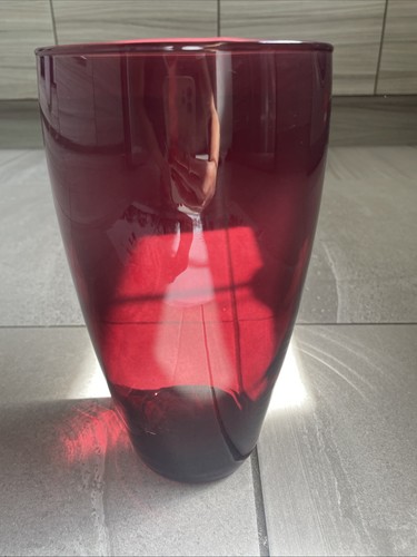 Burgundy glass vase big - glass,