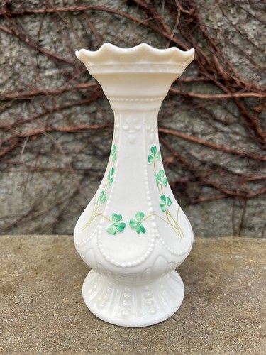 Vintage belleek shamrock vase - belleek,