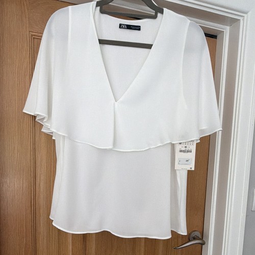 Zara white neck sheer - zara, v-neck