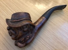 ANTIQUE HEAD CARVED RED POINT OLD BRIAR PIPE