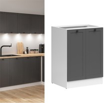 600mm Kitchen Base Unit Cabinet 2 Door 60cm Cupboard Shaker Dark Grey Junona