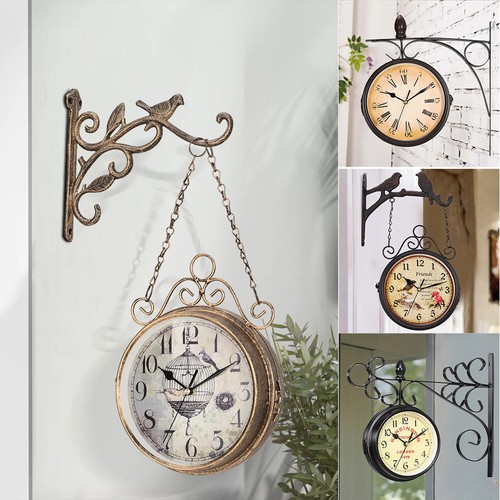 Double sided metal clock - double,