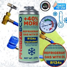 FreezeEco 2-in-1 replacement R134a A/C refrigerant with oil + hose + microfibre 
