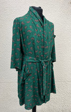 Vintage Green Paisley Smoking Jacket Gown-Large
