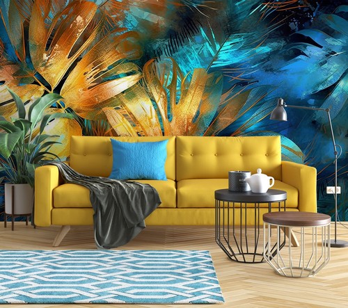Golden blue leaves r3291 - blue,