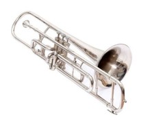 Trombone  New Nickel Plated Finish Bb Flat Valve Trumbone Free case+Mouthpiece
