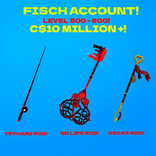 🎣LEVEL 500 - TRYHARD ROD, NO LIFE ROD + MORE!!! *FISCH ACCOUNT*