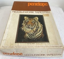 Penelope Needlework Tapestry Tiger B/S 610 Large Size 15”x19” (Half Completed)