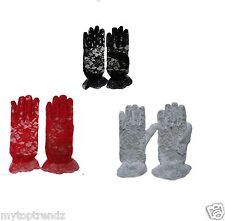 Girls Children Wrist Length Lace Communion Flower Girls Gloves with Frilly Cuff 