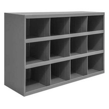 Steel Pigeonhole Bin Organizer 12 Compartment Storage Shelf Gray 12x34x24