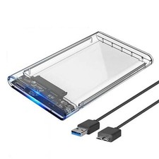 Hard Drive Caddy Case Enclosure 2.5 Inch USB 3.0 SATA External Clear HDD SSD