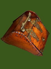 Antique Victorian Walnut Purdonium Coal Box Brass Bounding Detail
