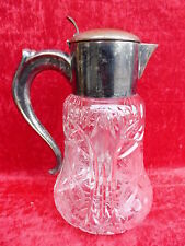 Beautiful, old Carafe (Cold Duck), Crystal With Metal Fittings U. Glass Insert