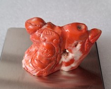 Antique Chinese Carved Momo Red Coral Monk Statue Figure Figurine 123gr.