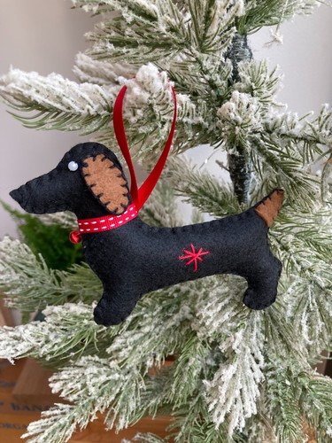 Handmade black felt dachshund - handmade,