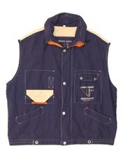 MURPHY & NYE Mens Sailmakers Utility Gilet UK 44 2XL Navy Blue Colourblock CJ06
