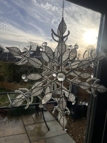 Large beaded snowflake - beaded,