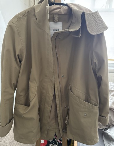 Aigle beige hooded zip trench - beige,