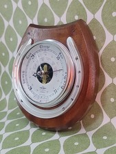 Vintage Retro Wooden 60s 70s SB Shortland Smiths Barometer  Horseshoe Shape