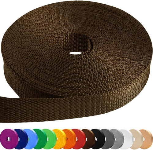 25mm webbing strap brown - brown, 9m