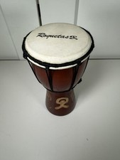 African Djembe Hand Drum Hand Carved and Painted Wood 8” High Tribal Design