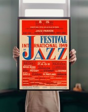 JAZZ FESTIVAL PARIS 1949 POSTER PRINT Concert Music Band Vintage Wall Art Tote