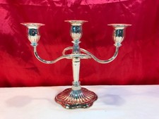 3 CANDLE 2 ARM CANDELABRA E.P ZINC SILVER PLATE MADE IN ENGLAND