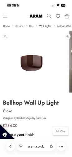 Flos bellhop wall cioco - bellhop, up