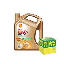 Shell Helix Ultra 0W40 Engine Oil 4L Mann Oil Filter Service Kit 4 Litre